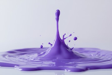 Poster - Captivating purple paint splash creating dynamic liquid sculpture on light background in studio shot with smooth surface and dynamic composition