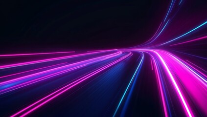 Wall Mural - Abstract Neon Light Trails Background Pink And Blue Glowing Lines In A Dark Space, Perfect For Futuristic Technology Concepts And Dynamic Motion Designs.  An Abstract Background With Neon Lights.  A