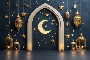 Leinwandbilder - a 3d render illustration of an Islamic background