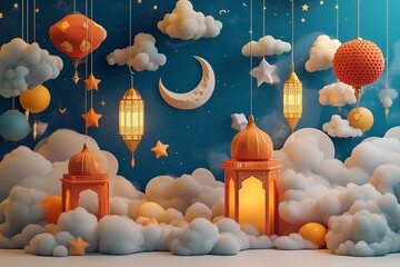 Leinwandbilder - a 3d render illustration of an Islamic background