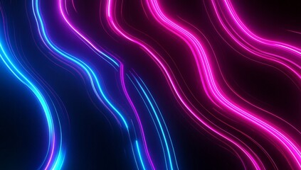 Wall Mural - Abstract Neon Wave Background Glowing Pink And Blue Wavy Lines On Dark Space Ideal For Futuristic And Technology Concepts.Suitable For Posters Presentations And More.The Design Features Vibrant