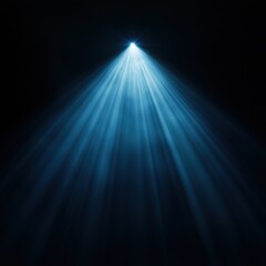 Poster - Ethereal blue light beams spotlighting from above in a dark space creating a dramatic and mysterious atmosphere for stage performance or artistic presentation