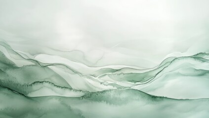 Wall Mural - Serene Abstract Landscape Painting In Earthy Tones Perfect For A Calming And Elegant Background. Fluid Ink Art Design. Subtle Organic Flowing Hills And Mountains. Minimalist Modern Contemporary