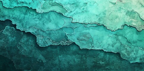 Poster - Vivid blue and green hues blend together in a watercolor gradient, creating a soft artistic background with a seamless color transition
