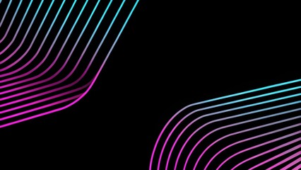 Poster - 3d blue pink techno abstract background overlap layer on dark with glowing lines shape decoration. m