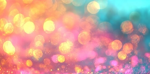 Poster - A soft watercolor painting forms a vibrant fantasy background that features a range of pastel colors in gradient form
