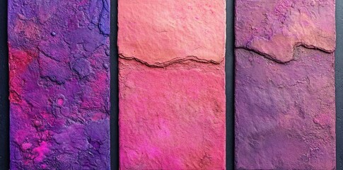 Poster - Vivid textured abstract composition created by blending watercolor stripes of pink, purple, red, and blue