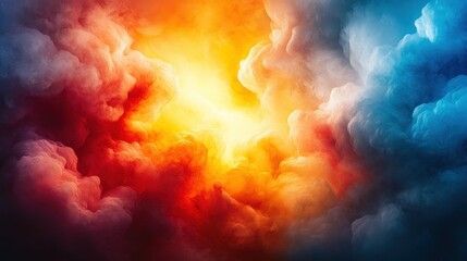 Wall Mural - celestial clash fiery & icy clouds collide in cosmic space