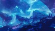 © MaiPineapple - Ethereal Blue Cave Landscape with Glowing Particles and Silhouetted Figures