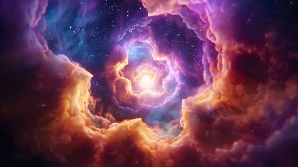 Poster - Cosmic swirl of colorful nebula outer space digital art celestial environment abstract viewpoint universe concept