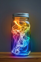 Aufkleber - Colorful smoke jar art indoor studio digital artwork creative environment close-up perspective visual experimentation