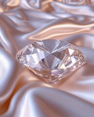 Poster - Radiant diamond resting on a luxurious silk fabric creating a sense of elegance and opulence with soft lighting