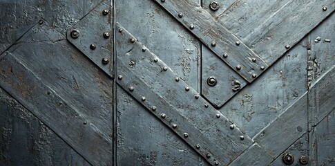 Poster - A visually striking pattern is created by the diagonal stripes in this close-up of a grunge metal texture background