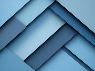 Poster - Modern geometric design featuring overlapping blue tones creating depth and shadow for a cool abstract background