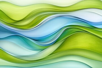 Poster - serene abstract landscape with flowing green and blue waves gentle curves and soft light for modern 