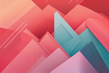 Poster - Vibrant Coral Gradient with Bold Abstract Chevron Patterns for Engaging Graphic Design Banners
