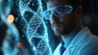 © fourtakig - Innovative scientist analyzing dna data in high-tech laboratory digital environment close-up viewpoint