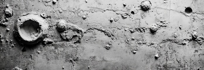 Poster - A grunge white surface exhibits random black scratches, spots, and textural distressing against a panoramic vintage backdrop