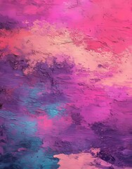 Poster - A textured canvas painting is evoked by this abstract background of pink and purple hues