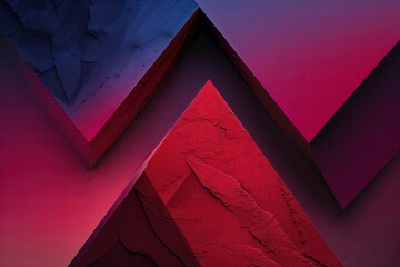 Poster - Vibrant Angular Design on Ruby Gradient Background with Modern Textures and Bright Colors