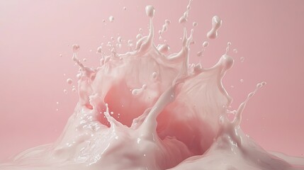 Poster - Gentle pastel pink watercolor splash with fluid ink movement and natural pigment dispersion