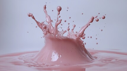 Poster - Gentle pastel pink watercolor splash with fluid ink movement and natural pigment dispersion
