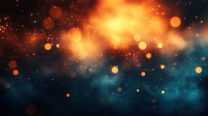 Wall Mural - Fiery orange and blue smoke bokeh background