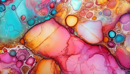 Poster - Watercolor artwork creating a vibrant abstract pattern