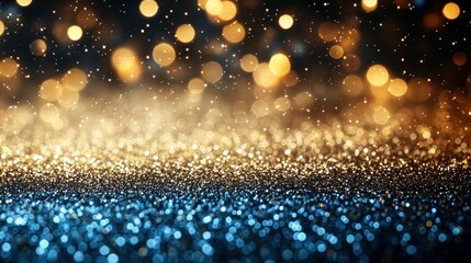 Wall Mural - Glittering Blue and Gold Sparkle Background (1)