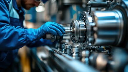 Poster - Technician Performs Maintenance on Industrial Machinery with Precision