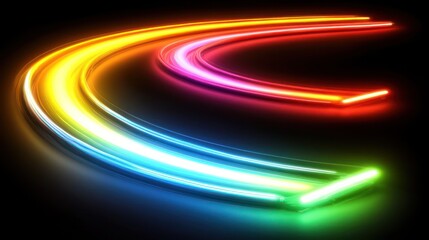 Fototapete - Rainbow Neon Light Curves