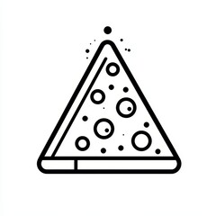 A simple line art icon of a triangular pizza slice with toppings, suitable for food-related designs