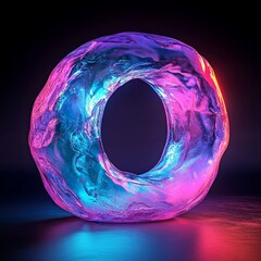 Poster - The image depicts a round swirl of pink and blue, with a spiral effect on a black background, showcasing a 3D circle, a wavy purple and cyan ring, and a glowing shiny equalizer effect, available as a