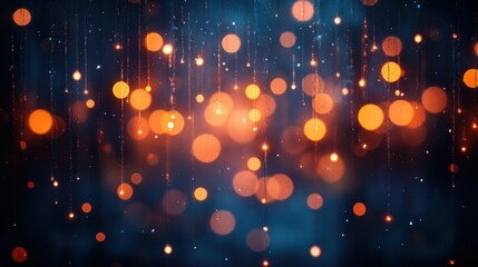 Wall Mural - Golden lights cascading on dark background