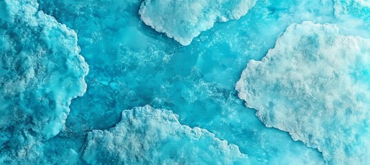 Poster - a grainy textured background with an abstract design fades from blue to white