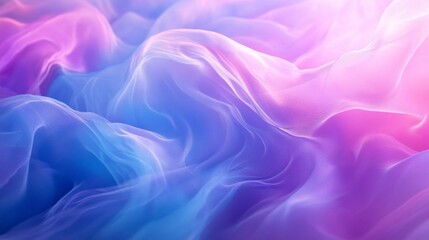 Poster - The tranquil landscape showcases soft, flowing silk, rippling in gentle waves of pastel hues. Sunlight filters through, creating a serene and dreamlike atmosphere