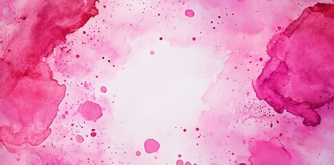 Poster - A transparent background is adorned with pink watercolor splashes that create a beautiful frame, ideal for creative endeavors