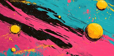Poster - A dark background overlapped by colorful diagonal brush strokes produces a visually striking image with dynamic energy and texture