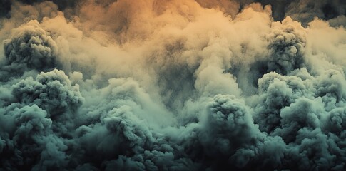 Poster - Golden powder is used to create abstract shapes and smoke that float above a dark background, great for overlay purposes