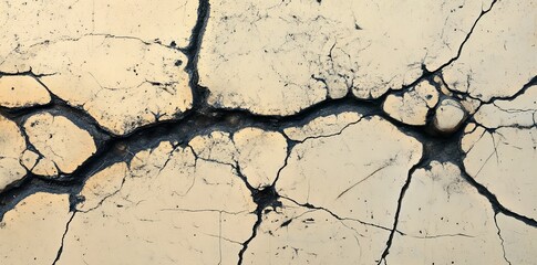 Poster - The surface of this texture is cracked and stained, with black lines intersecting across it, evoking a dramatic, raw feel that is quintessentially artistic
