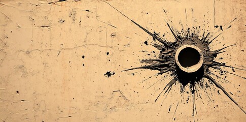 Poster - Vintage artistic distressing is emphasized by sweeping black brushwork on a grunge textured backdrop of aged beige canvas