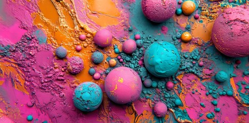 Poster - A canvas filled with dynamic and multihued watercolor explosions, resulting in an energetic abstract artwork