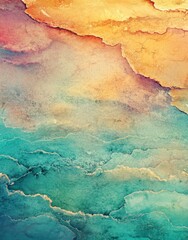 Poster - the abstract watercolor background features a blend of blue, green, and yellow colors that evoke a d