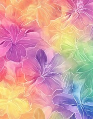 Poster - The dreamy atmosphere is created by a pastel watercolor background that features a delicate floral pattern