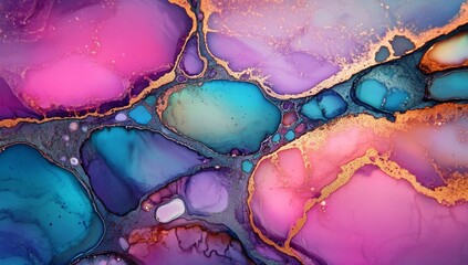 Poster - A colorful abstract design is formed through watercolor painting