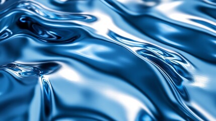 Poster - Soft undulations of bright blue surfaces create a fluid tapestry of light and shadow, evoking an oceanic harmony. The light catches the curves and adds depth to the mesmerizing flow