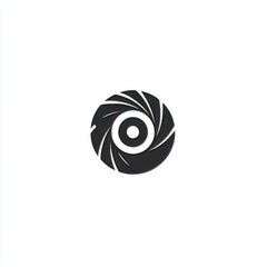 Fototapete - The camera shutter icon features a circular design in black and white