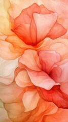 Poster - Warm coral and soft apricot flower petals blended together create a soft pastel atmosphere in a floral composition