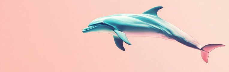 Poster - Dolphin leaps gracefully against a soft pastel background during a serene sunset