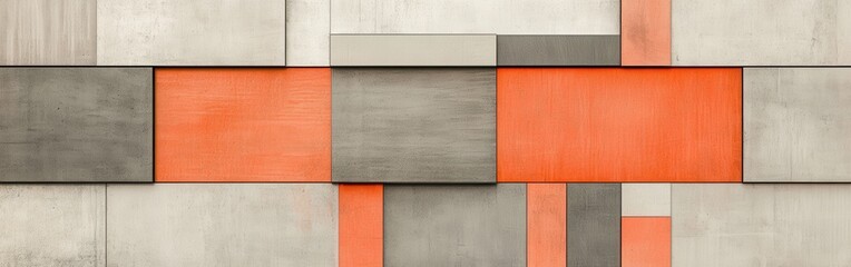 Aufkleber - Elegant fragmented coral and gray grids create modern artful design in a contemporary setting